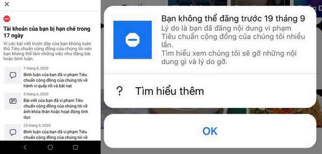 Nhiều tài khoản Facebook ở Việt Nam bị khóa vì vi phạm tiêu chuẩn cộng đồng.