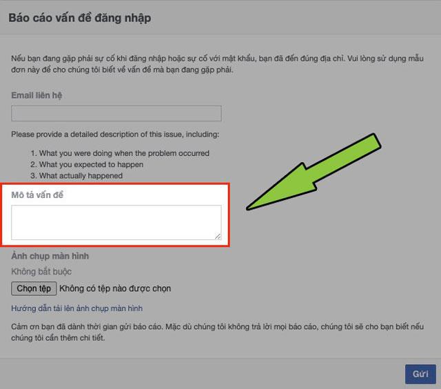 Miêu tả nội dung và vấn đề mà người dùng đang gặp phải.