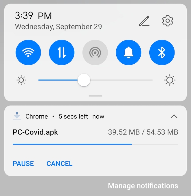 Đầu tiên, tải tập tin&nbsp;PC-Covid.apk tại đây.