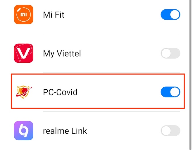 Chọn như ảnh để cấp quyền cho PC-Covid.