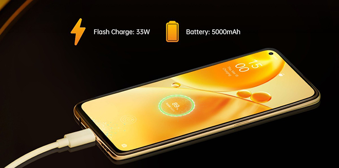 Oppo F19s có pin 5000 mAh, sạc nhanh 33W.