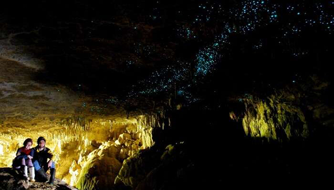 Tham quan các hang động phát sáng ở Waitomo, New Zealand: Hang động Waitomo ở New Zealand trông giống như một xứ sở thần tiên với hàng nghìn con sâu phát sáng soi rọi những góc tối. Một chuyến đi thuyền qua Waitomo sẽ làm bạn say đắm.&nbsp;
