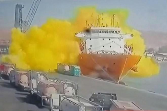 Hiện trường vụ rò rỉ khí độc tại cảng Aqaba của Jordan ngày 27-6-2022