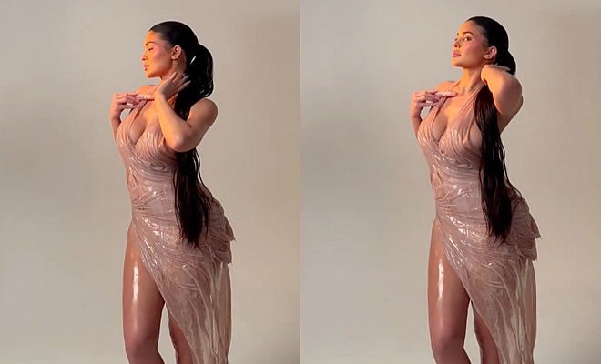 Kylie Jenner khoe body quyến rũ trong hậu trường quảng cáo.