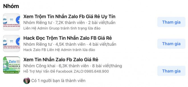 Rất nhiều dịch vụ, hội nhóm hỗ trợ đọc trộm tin nhắn Zalo. Ảnh: TIỂU MINH