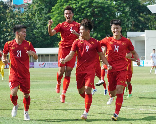 U19 Việt Nam có chiến thắng đầu tiên ở giải U19 Đông Nam Á 2022. Ảnh: VFF
