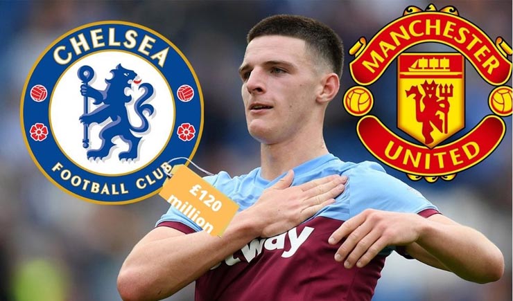 Declan Rice đang được MU và Chelsea theo đuổi