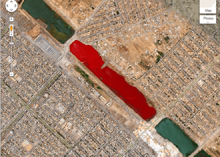 12. Người ta gọi đây là “hồ máu”, một địa điểm nằm bên ngoài thành phố Sadr của Iraq.&nbsp;Không ai đưa ra lời giải thích chính thức nào về màu đỏ kỳ lạ của dòng nước ở đây.
