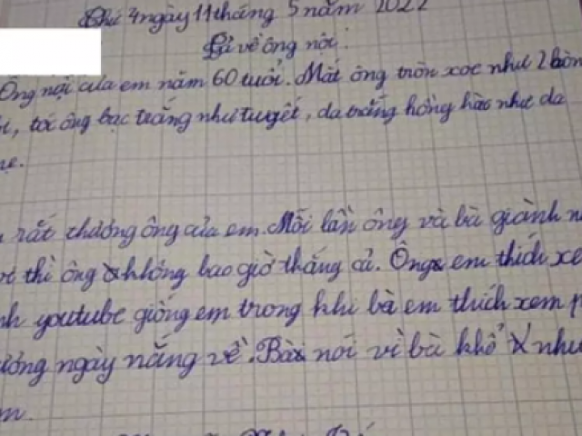 Làm văn tả về ông nội, cậu bé lớp 2 vô tình để lộ ”nóc nhà” của ông