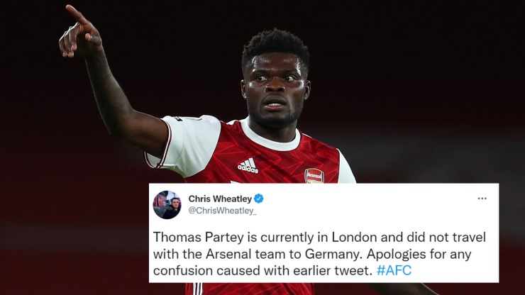 Nhà báo Chris Wheatley xác nhận Partey không tới Đức cùng Arsenal