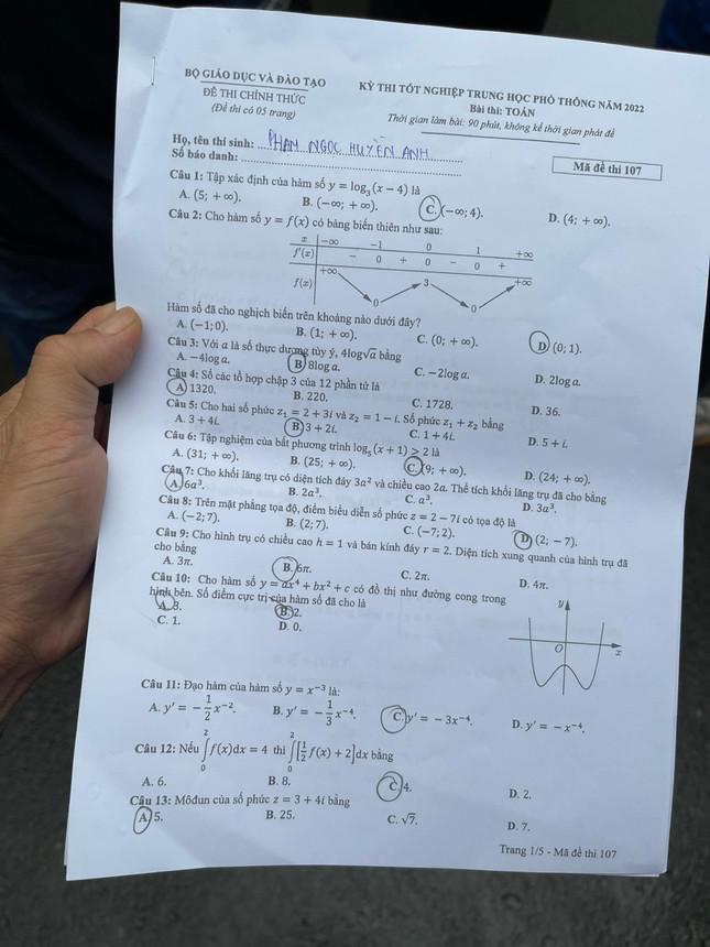 Mới Nhất: Gợi ý giải đề thi môn Toán THPT 2022 - 1