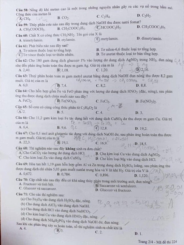 Đáp án môn Hóa học thi tốt nghiệp THPT 2022 - 2