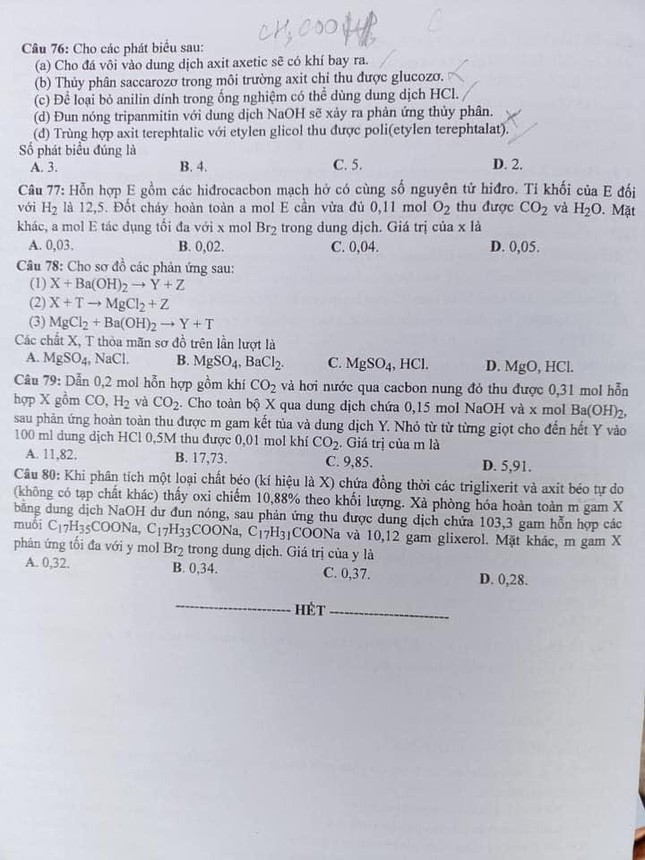 Đáp án môn Hóa học thi tốt nghiệp THPT 2022 - 4