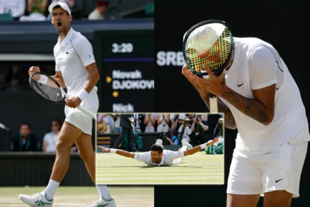 Djokovic trượt cỏ ăn mừng danh hiệu Wimbledon, "trai hư" Kyrgios chỉ biết ôm đầu