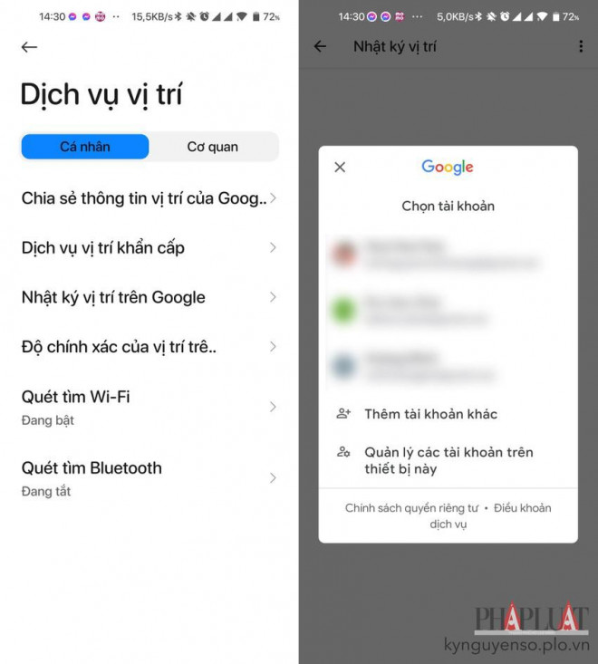 Lựa chọn tài khoản Google cần sử dụng. Ảnh: MINH HOÀNG