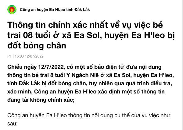 Công an huyện Ea H'leo thông tin (Ảnh chụp màn hình)