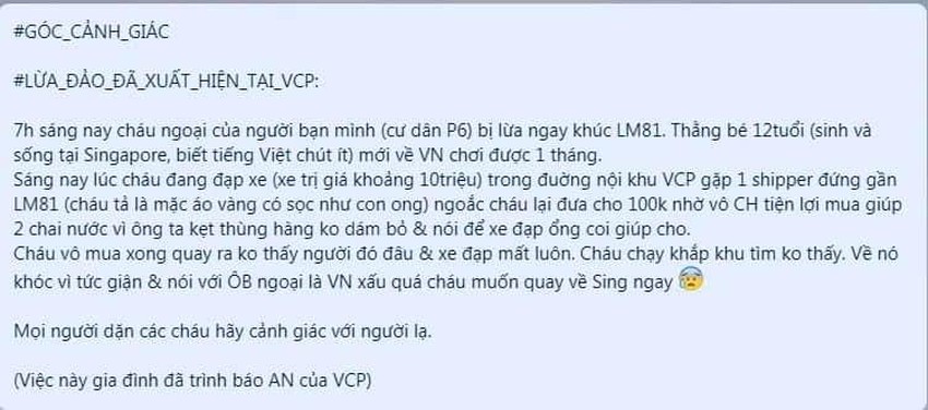 Nội dung bài đăng phản ánh. Ảnh: ĐC