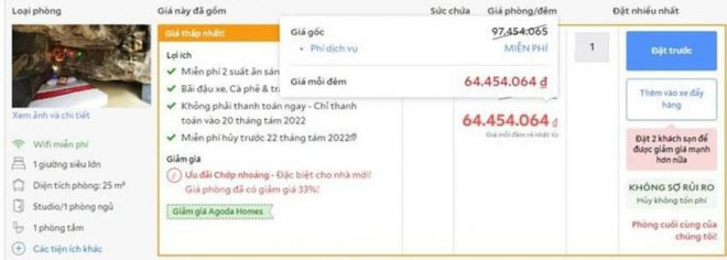 Giá phòng được quảng cáo với giá "sốc"