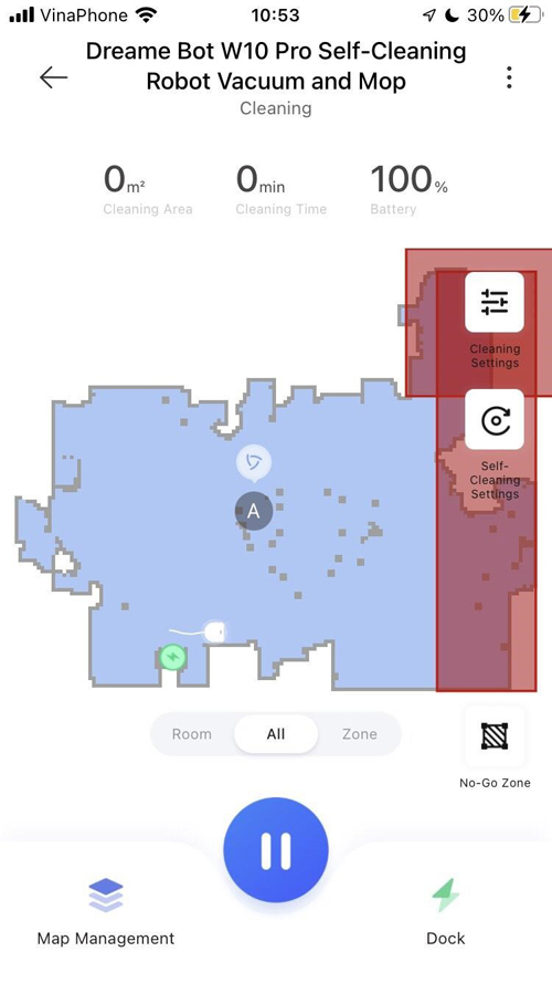 Dễ dàng thiết lập các vùng giới hạn Dreame Bot W10 Pro lau dọn trên ứng dụng