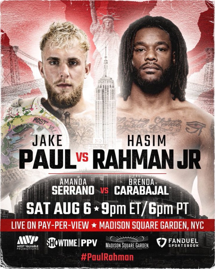 Vào 6/8 tại Mỹ, Jake Paul đấu Hasim Rahman Jr