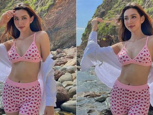 Vừa bị chê kém sắc vì sụt cân, Hoa hậu Thuỳ Tiên khoe body nóng bỏng với bikini trên biển