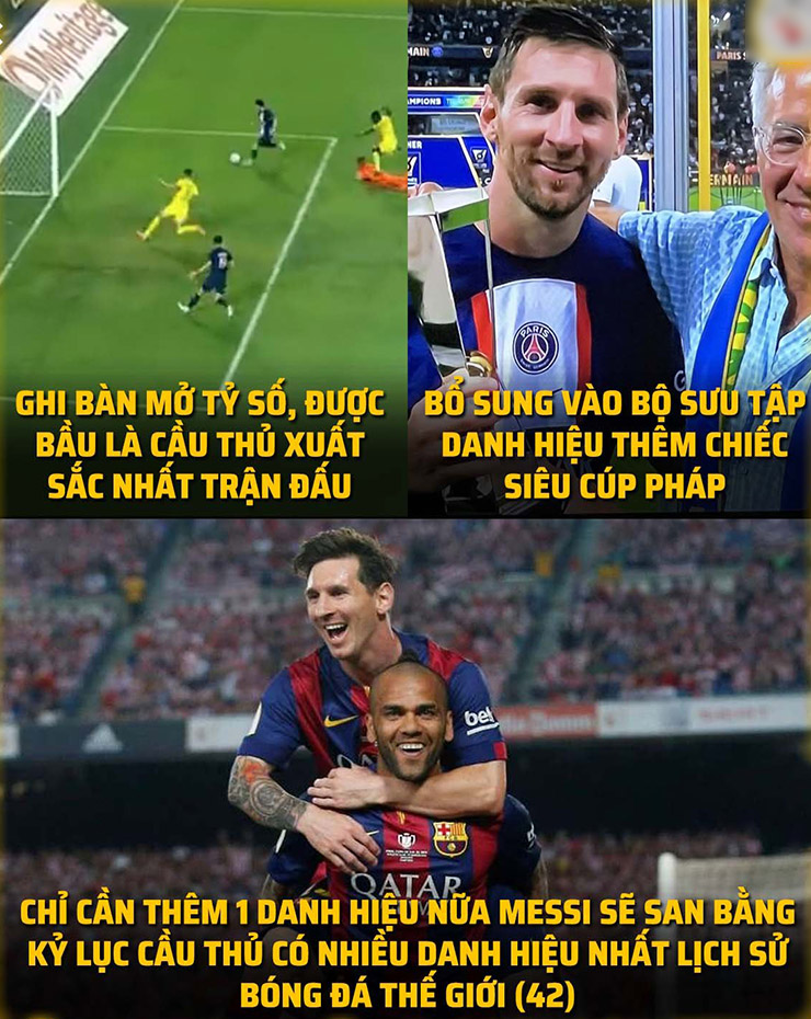 Chỉ cần một danh hiệu nữa Messi sẽ san bằng kỷ lục của Dani Alves.