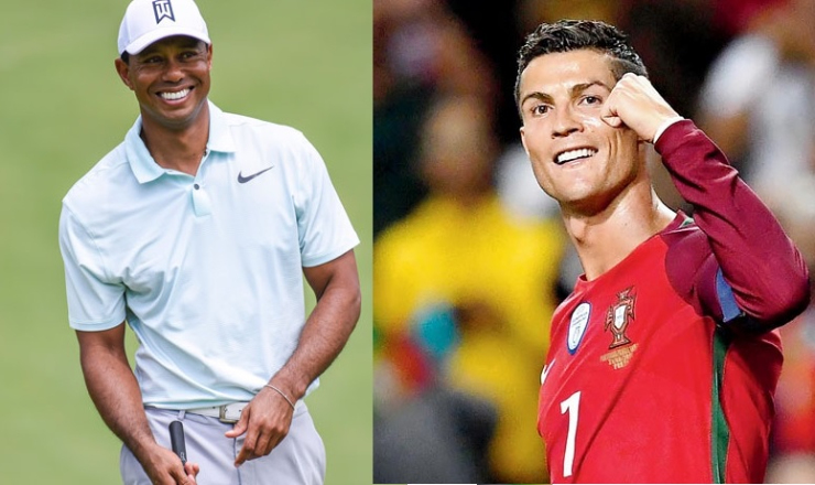 Woods (trái) có thể dễ dàng kiếm được số tiền hơn tài sản ròng Ronaldo đang giữ, nhưng anh không muốn "bán rẻ" nơi đã giúp mình nổi tiếng