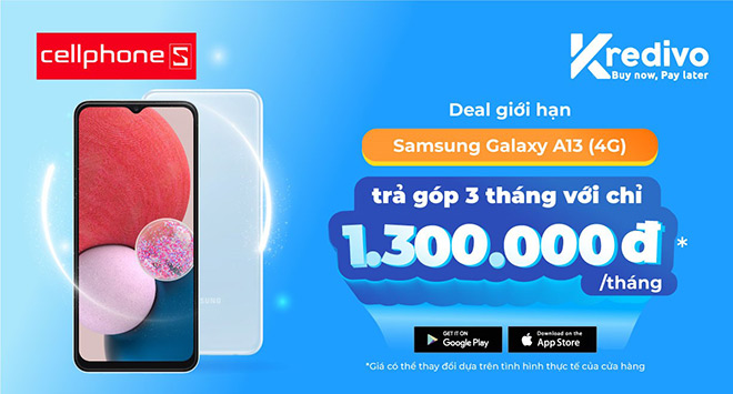 Mua trước trả sau tại CellphoneS để sở hữu Samsung Galaxy A13 lịch lãm, trẻ trung