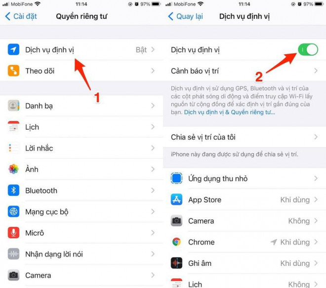 Cách tắt tính năng định vị trên iPhone. Ảnh: MINH HOÀNG