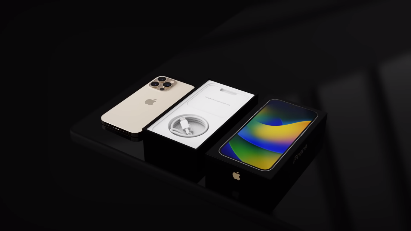 Hình ảnh "đập hộp" iPhone 14 Pro Max trong video concept.