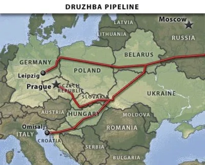 Đoạn phía nam của đường ống Druzhba đi qua Ukraine