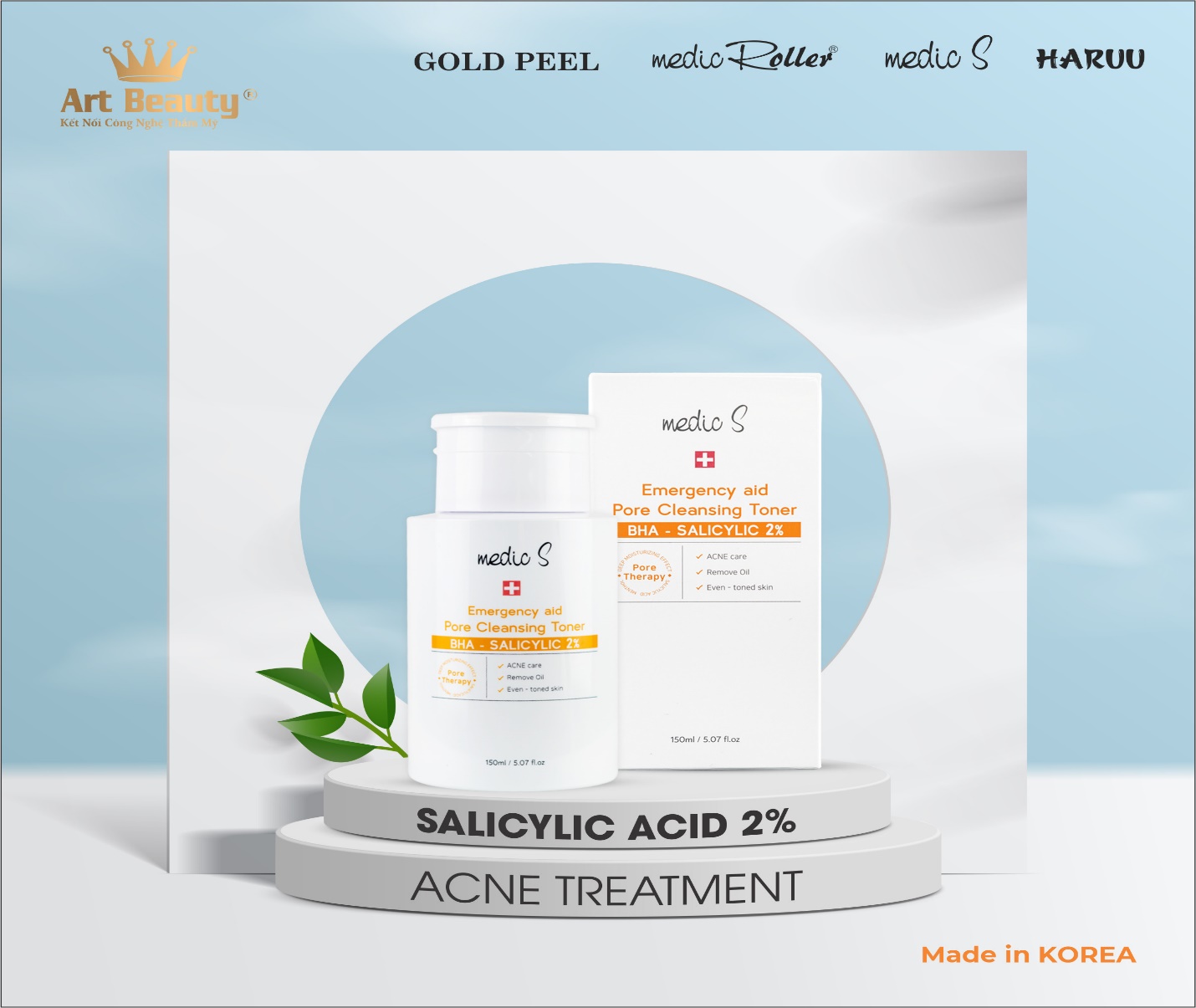 MEDIC S Emergency aid Pore Cleansing Toner - BHA SALICYLIC 2%, mỹ phẩm chính hãng công nghệ Hàn Quốc