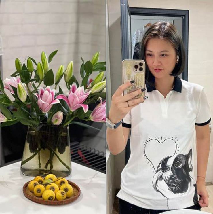Kim Huệ tự nhận chiếc áo phông dễ thương đang mặc là do cô tự tay mình thiết kế