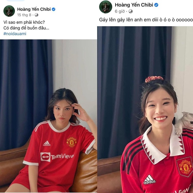Hoàng Yến Chibi cũng là một fan cứng của MU. Trạng thái vui buồn theo việc đội thắng bại của của cô nhận về lượt tương tác “khủng”.
