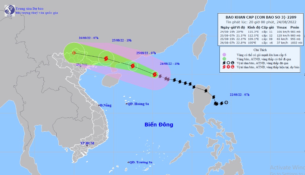 Vị trí và hướng di chuyển tiếp theo của bão số 3 Maon (Ảnh: Trung tâm Dự báo KTTVQG)