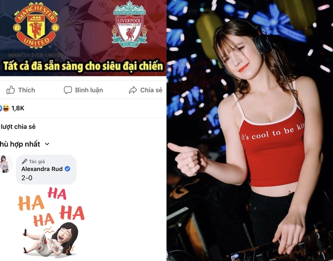 DJ Alexandra Rud (hay còn gọi là Alexa) bày tỏ sự phấn khích khi MU ghi bàn trước Liverpool.
