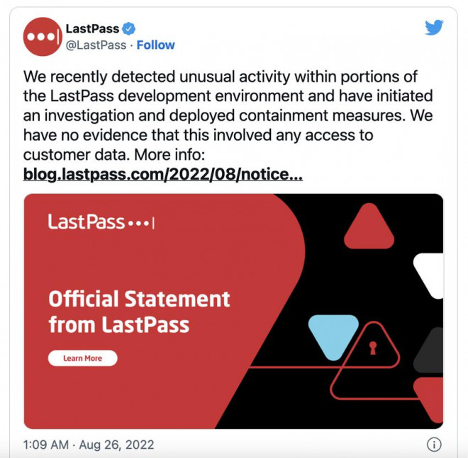 LastPass thừa nhận bị tấn công, tuy nhiên dữ liệu người dùng không bị rò rỉ. Ảnh: TIỂU MINH