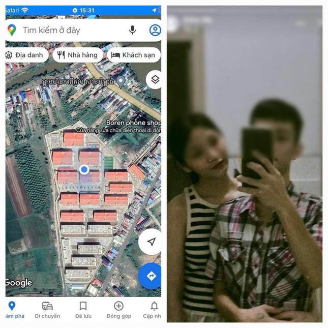 Hình V. và M. kèm định vị nơi đang ở được V. gửi cho gia đình - Ảnh gia đình cung cấp.