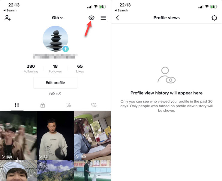 Truy cập tính năng Profile views để xem danh sách khách ghé thăm TikTok của bạn.