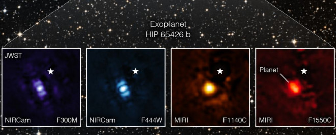 Chân dung ngoại hành tinh đầu tiên được chụp ảnh trực tiếp của nhân loại qua 4 bộ lọc khác nhau - Ảnh: NASA/ESA/CSA/UCSC/STScI