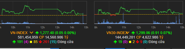 Vn-Index không đổi trong phiên hôm nay