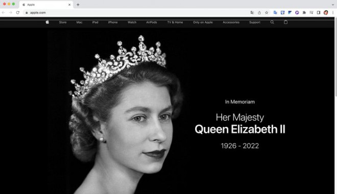 Apple đổi giao diện trang chủ để tưởng nhớ Nữ hoàng Elizabeth II.