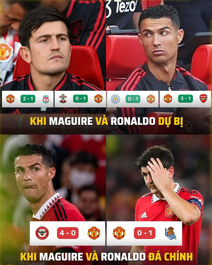 Sự thật khi Ronaldo và Maguire dự bị và khi họ đá chính.