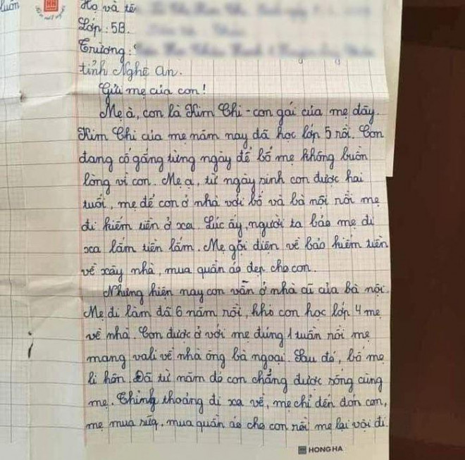 Bức thư của bé gái lớp 5 mong một lần được mẹ đi họp phụ huynh khiến tất cả nghẹn ngào - 1