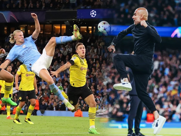 Bóng đá - Haaland &quot;đá karate&quot; ghi bàn ở Cúp C1, Pep Guardiola ví như &quot;Thánh&quot; Cruyff