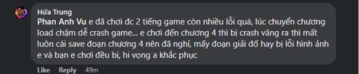 Nhiều người chơi góp ý về lỗi còn tồn tại trong trò chơi.