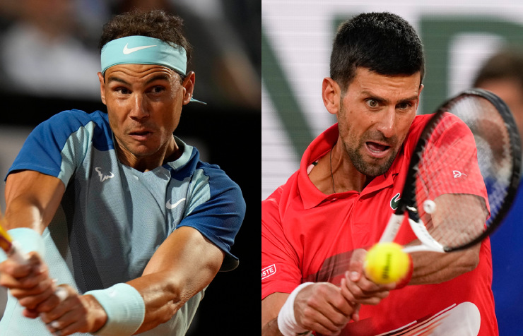 Nadal (trái) có vị thế tốt hơn nhiều so với Djokovic (phải) hiện tại