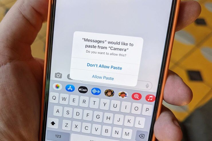 Thông báo khó chịu xuất hiện khi dán nội dung sao chép trên iOS 16.