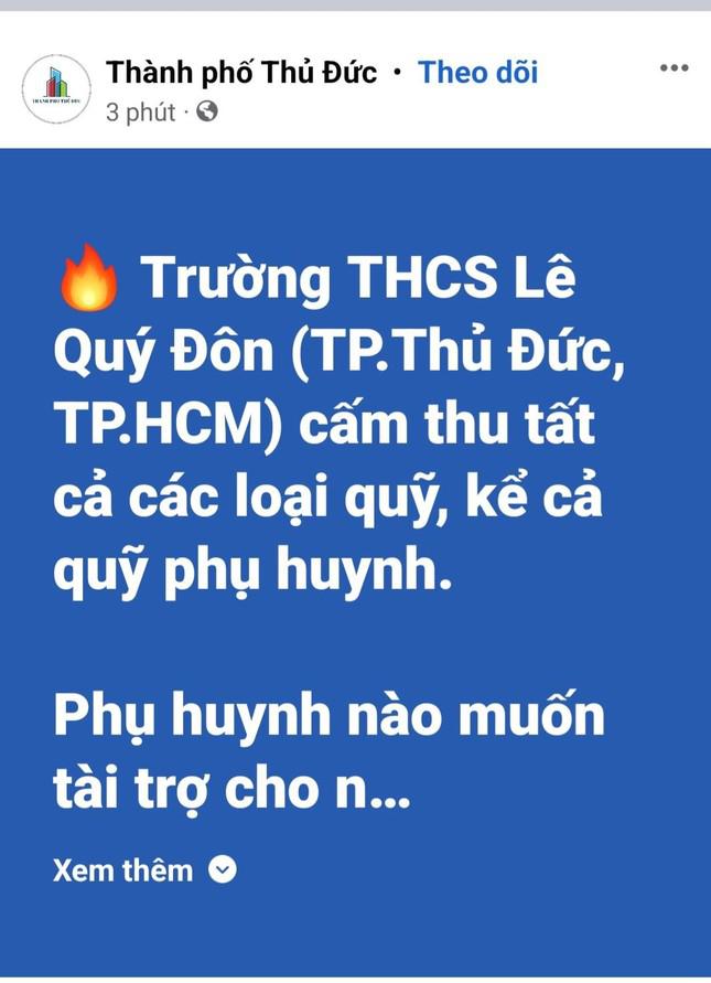 Thông tin về không thu các khoản đầu năm của Trường THCS Lê Quý Đôn được chia sẻ trên các trang mạng xã hội