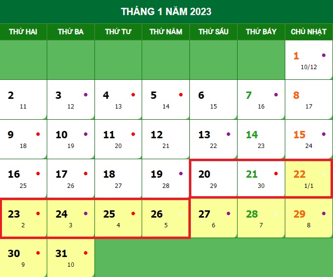 Trình phương án nghỉ 7 ngày Tết Nguyên đán Quý Mão 2023 - 1